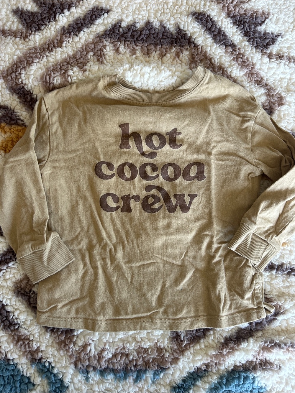 Hot Cocoa Crew Long Sleeve Tee - Brown/Tan